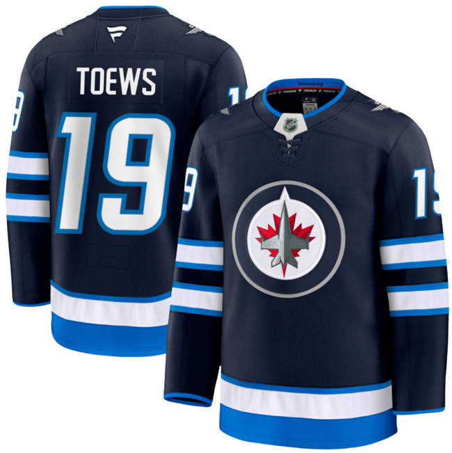 Men's Winnipeg Jets #19 Jonathan Toews Navy 2024-25 Home Stitched Hockey Jersey